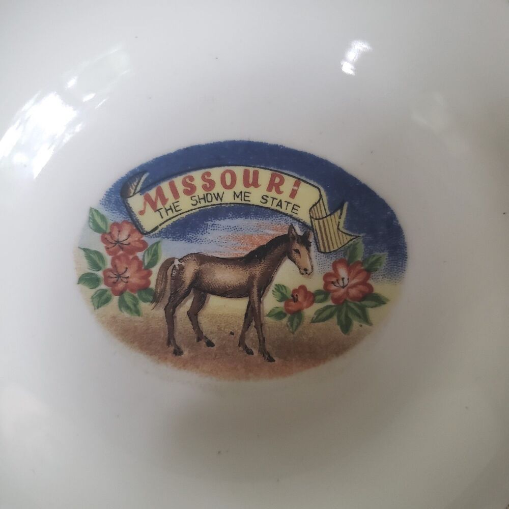 VTG Missouri Show Me State Heart Trinket Dish Ceramic Mule Souvenir Ring Tray